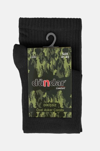 DÜNDAR - Dündar Erkek Diz Altı Çorap Asker Çorabı Dikişsiz Pamuklu (Siyah)
