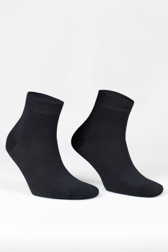 Likya Erkek Bambu Yarım Konç Çorap - Düz (Siyah) - Thumbnail